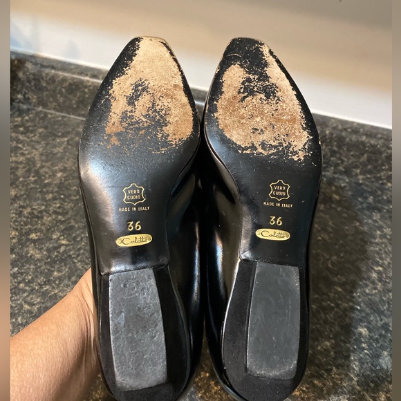 COLETTE Italian Made Black Patten Heel Loafers Shoes Size  6 - Picture 8 of 12